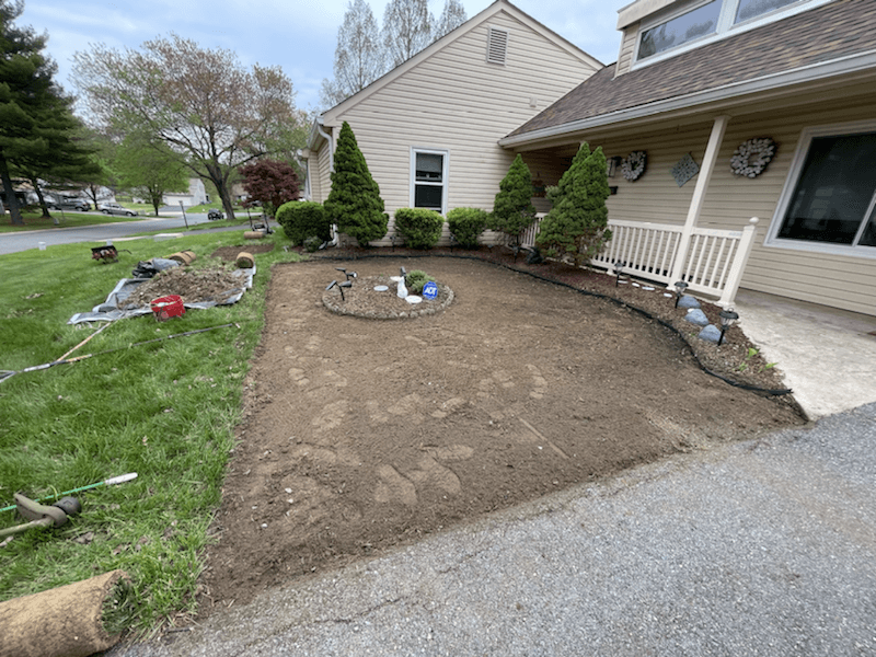 Front lawn area before grass was installed