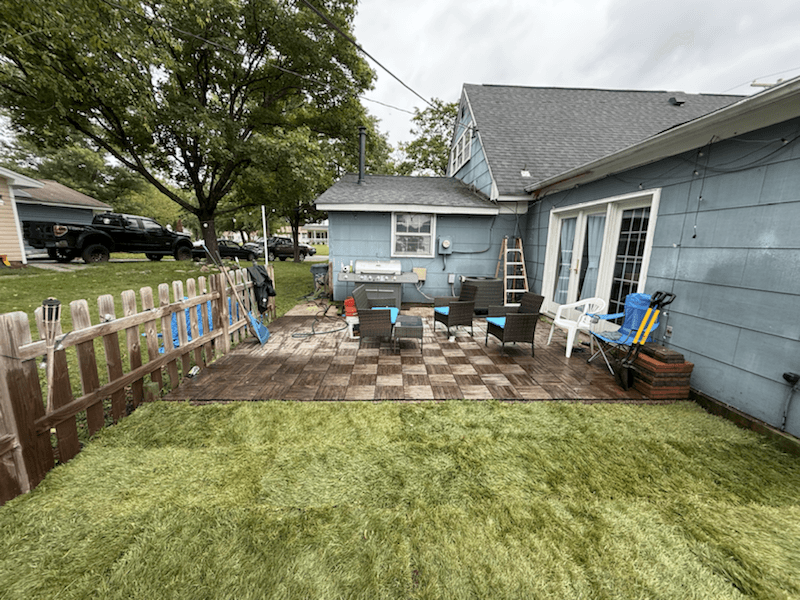 Completed backyard patio and sod installation
